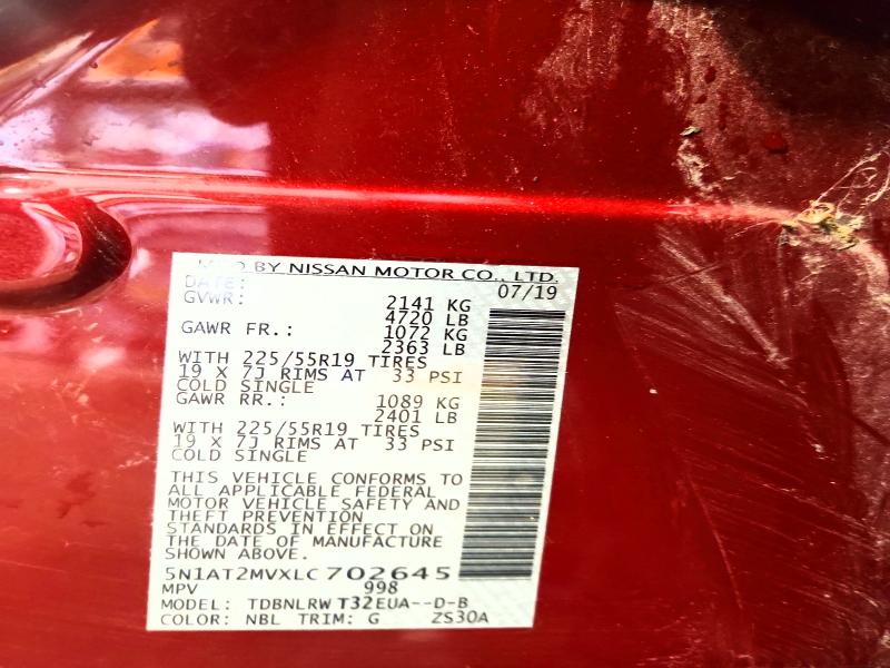2020 Nissan Rogue მანქანა იყიდება აუქციონზე, vin: 5N1AT2MVXLC702645, აუქციონის ნომერი: 58754656