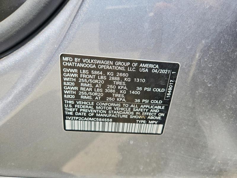 2021 Volkswagen Atlas მანქანა იყიდება აუქციონზე, vin: 1V2TP2CA0MC584556, აუქციონის ნომერი: 62163836