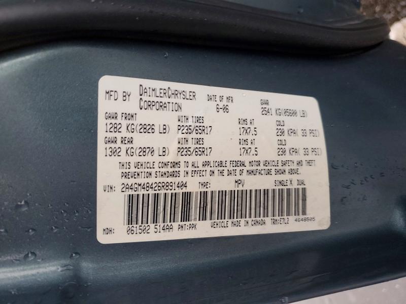61436046 :رقم المزاد ، 2A4GM48426R891404 vin ، 2006 Chrysler Pacifica مزاد بيع