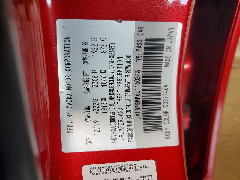 59535646 :رقم المزاد ، JM1BPBMM6L1160248 vin ، 2020 Mazda 3 مزاد بيع
