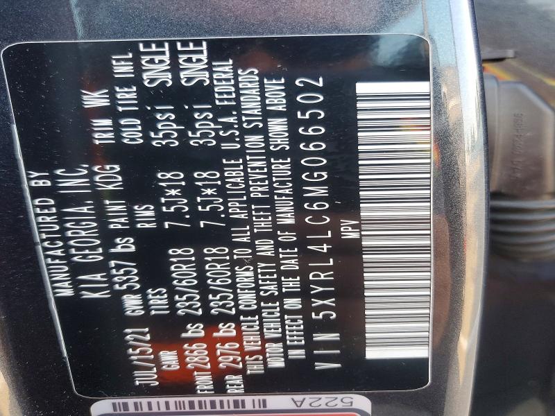 59219866 :رقم المزاد ، 5XYRL4LC6MG066502 vin ، 2021 Kia Sorento مزاد بيع