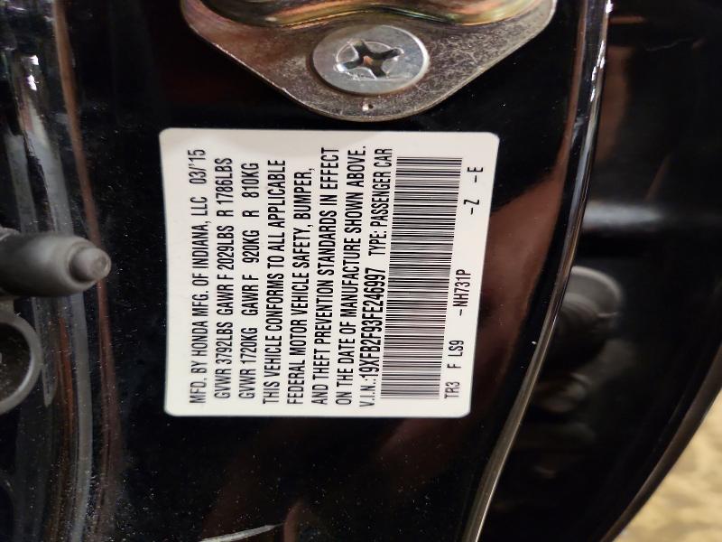 Aukcja sprzedaży 2015 Honda Civic, vin: 19XFB2F93FE246997, numer aukcji: 57006706