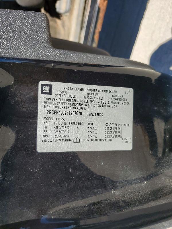 2008 Chevrolet Silverado მანქანა იყიდება აუქციონზე, vin: 2GCEK19J781207678, აუქციონის ნომერი: 63410526