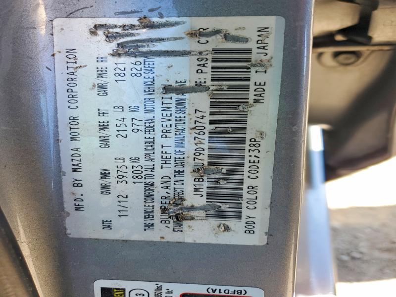61629606 :رقم المزاد ، JM1BL1U79D1760747 vin ، 2013 Mazda 3 مزاد بيع