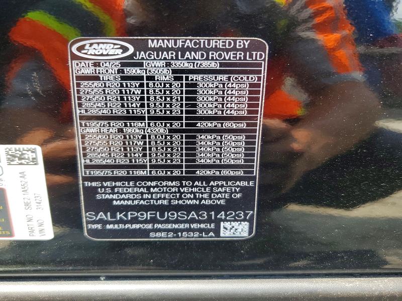 62278336 :رقم المزاد ، SALKP9FU9SA314237 vin ، 2025 Land Rover Range Rover مزاد بيع