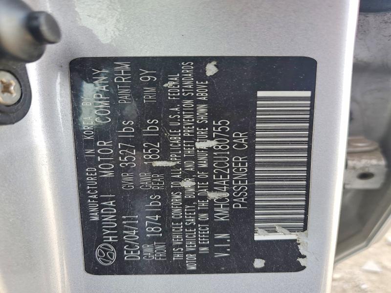 59678116 :رقم المزاد ، KMHCU4AE2CU180755 vin ، 2012 Hyundai Accent مزاد بيع