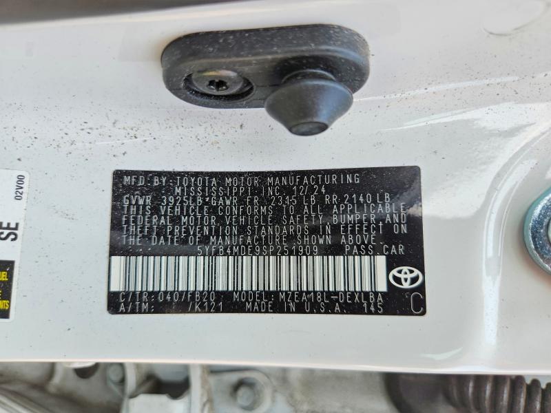 Продаж на аукціоні авто 2025 Toyota Corolla, vin: 5YFB4MDE9SP251909, номер лоту: 62756396