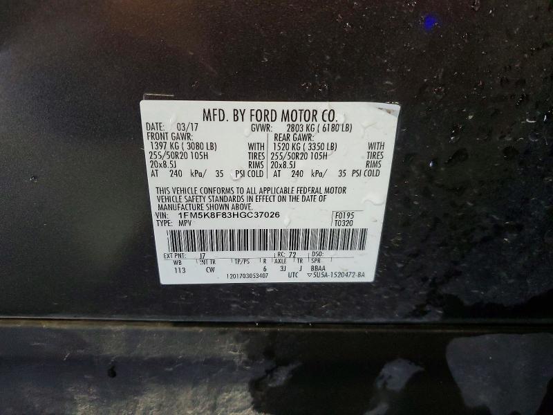 Aukcja sprzedaży 2017 Ford Explorer, vin: 1FM5K8F83HGC37026, numer aukcji: 61962066