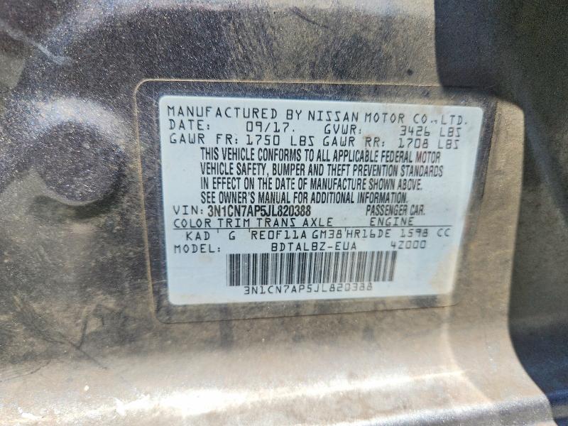 Продажа на аукционе авто 2018 Nissan Versa, vin: 3N1CN7AP5JL820388, номер лота: 59364236
