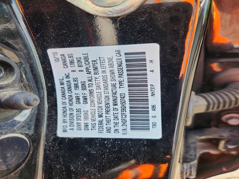 2016 Honda Civic მანქანა იყიდება აუქციონზე, vin: 2HGFC2F59GH507423, აუქციონის ნომერი: 62057146