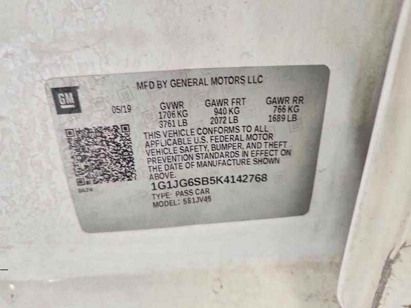 Aukcja sprzedaży 2019 Chevrolet Sonic, vin: 1G1JG6SB5K4142768, numer aukcji: 57202586