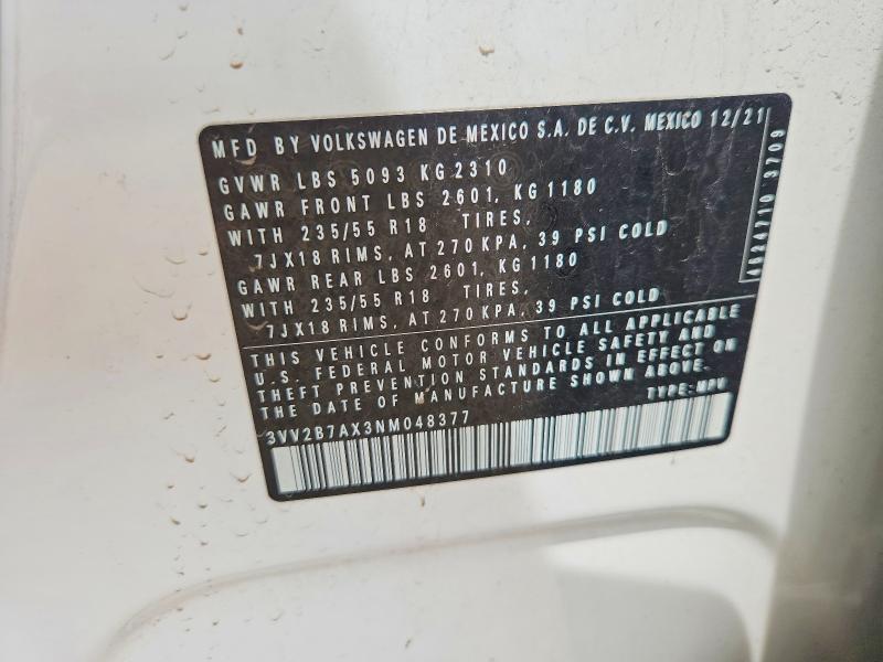 Продажа на аукционе авто 2022 Volkswagen Tiguan, vin: 3VV2B7AX3NM048377, номер лота: 59990136