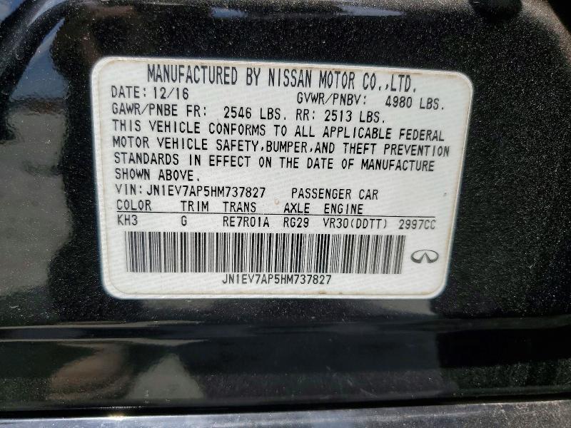 Aukcja sprzedaży 2017 Infiniti Q50, vin: JN1EV7AP5HM737827, numer aukcji: 62011286