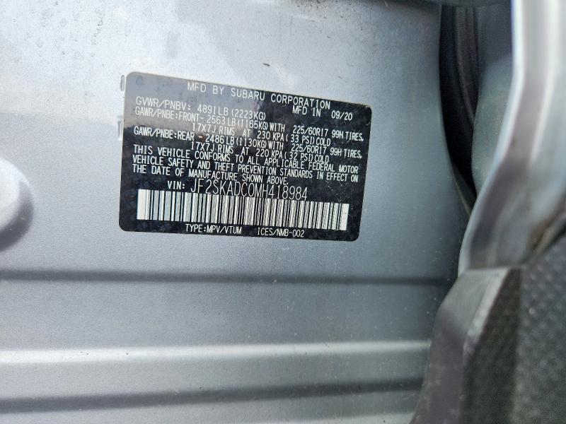 62103546 :رقم المزاد ، JF2SKADC0MH418984 vin ، 2021 Subaru Forester مزاد بيع