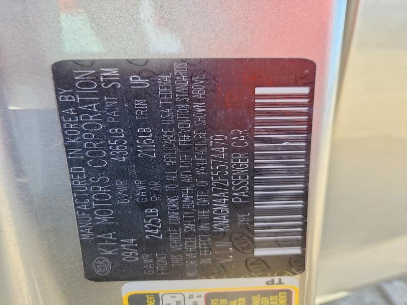 61529516 :رقم المزاد ، KNAGM4A72F5574470 vin ، 2015 Kia Optima مزاد بيع