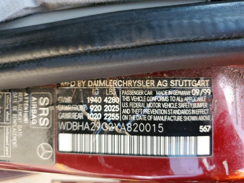2000 Mercedes-benz C მანქანა იყიდება აუქციონზე, vin: WDBHA29G2YA820015, აუქციონის ნომერი: 59114276