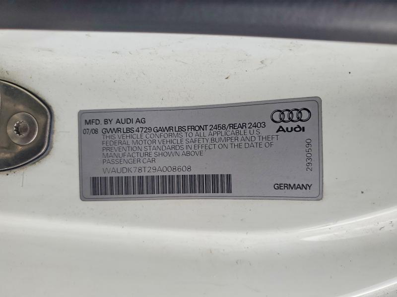 Продаж на аукціоні авто 2009 Audi A5, vin: WAUDK78T29A008608, номер лоту: 61692496