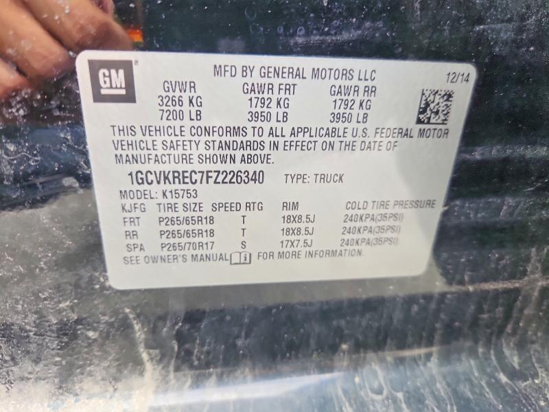 60121246 :رقم المزاد ، 1GCVKREC7FZ226340 vin ، 2015 Chevrolet Silverado مزاد بيع