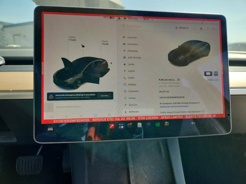 Продаж на аукціоні авто 2021 Tesla Model 3, vin: 5YJ3E1EB2MF924039, номер лоту: 62255326