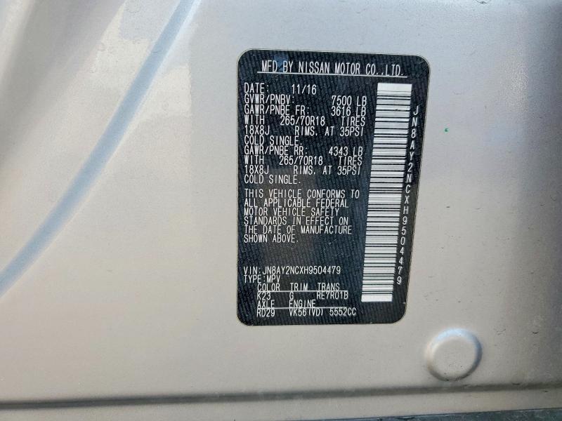Aukcja sprzedaży 2017 Nissan Armada, vin: JN8AY2NCXH9504479, numer aukcji: 59535916