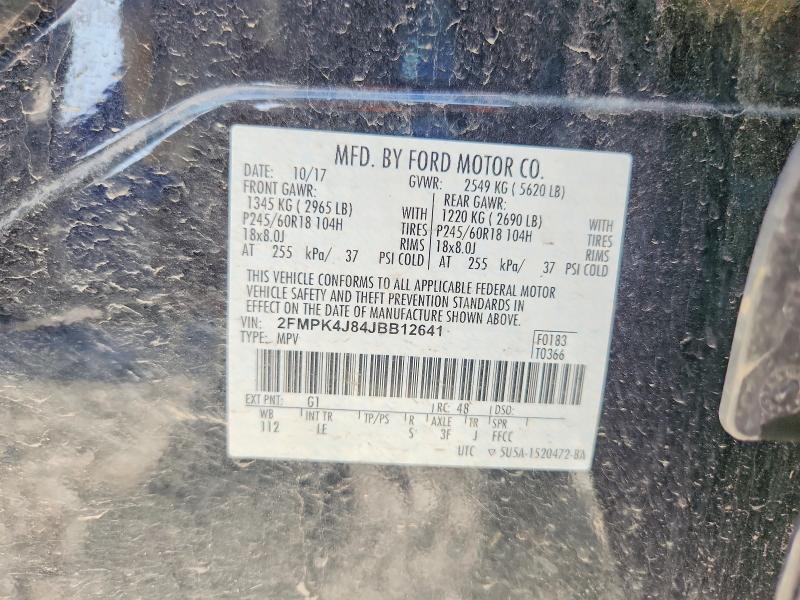 2018 Ford Edge მანქანა იყიდება აუქციონზე, vin: 2FMPK4J84JBB12641, აუქციონის ნომერი: 59157746