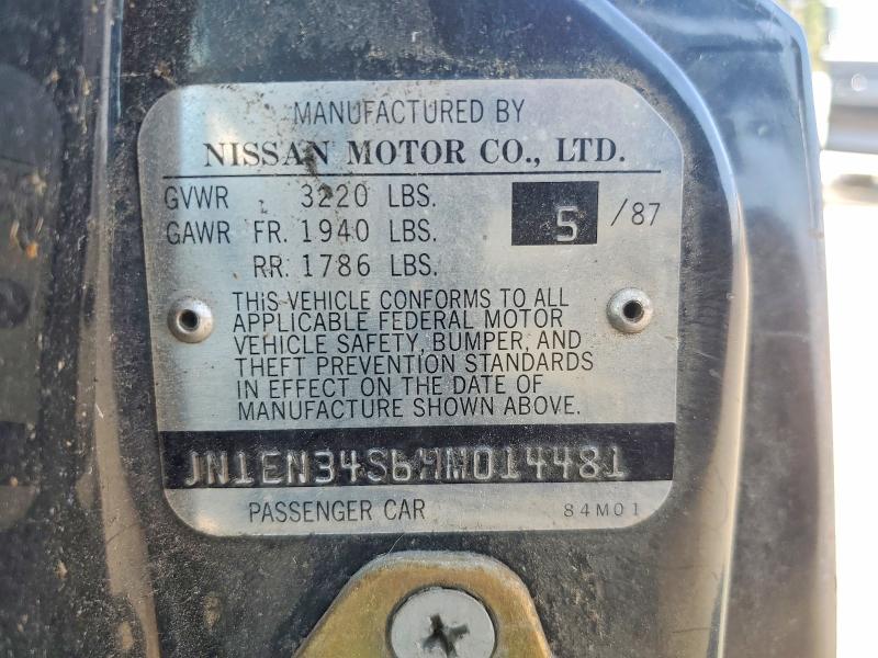 Продаж на аукціоні авто 1987 Nissan Pulsar, vin: JN1EN34S6HM014481, номер лоту: 61694806