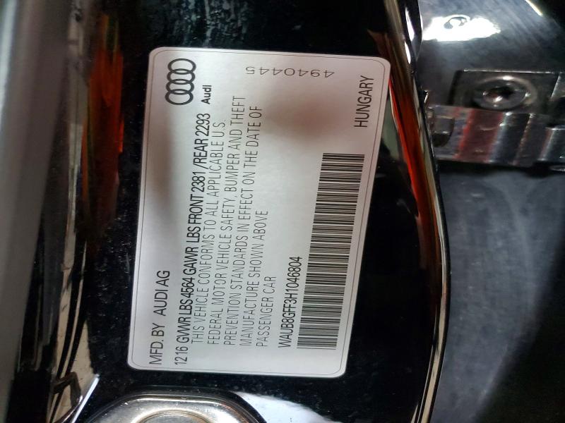 60416026 :رقم المزاد ، WAUB8GFF3H1046804 vin ، 2017 Audi A3 مزاد بيع