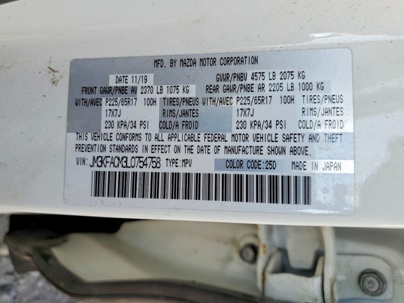 Aukcja sprzedaży 2020 Mazda Cx-5, vin: JM3KFACM3L0754758, numer aukcji: 60639876