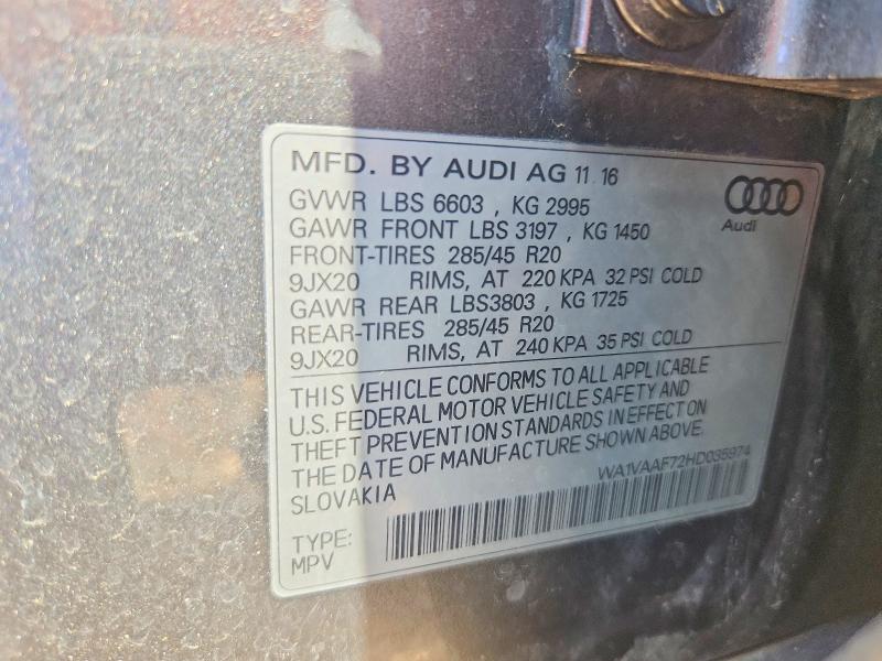 Продажа на аукционе авто 2017 Audi Q7, vin: WA1VAAF72HD035974, номер лота: 59343076