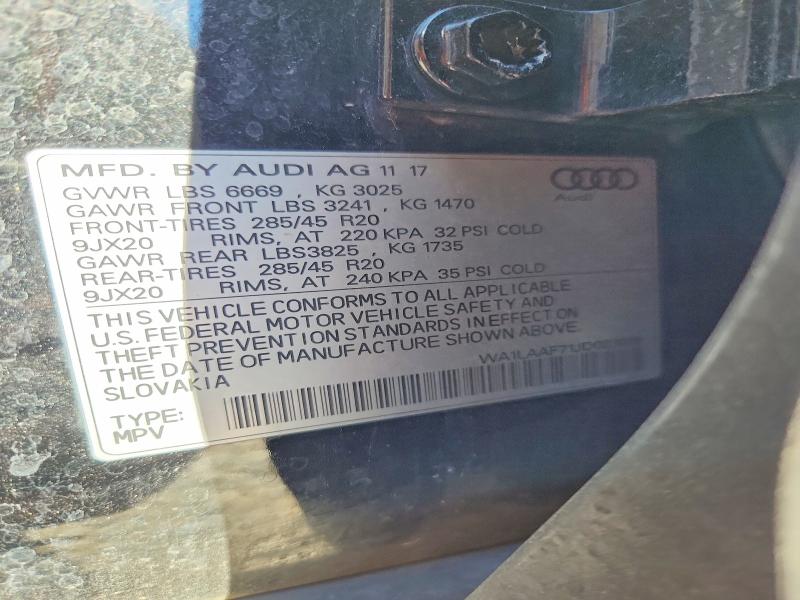 Aukcja sprzedaży 2018 Audi Q7, vin: WA1LAAF71JD023019, numer aukcji: 62786196