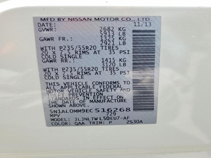 Продаж на аукціоні авто 2014 Infiniti Qx60, vin: 5N1AL0MM9EC516268, номер лоту: 63133666