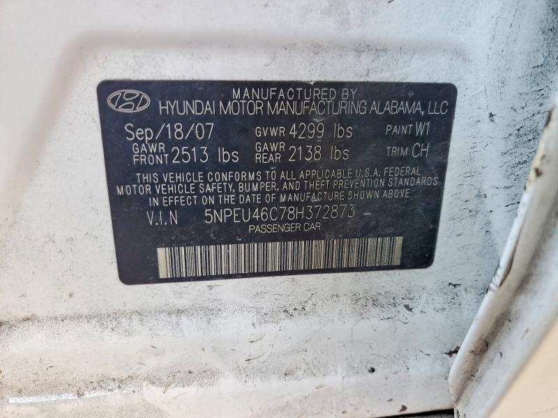 85970495 :رقم المزاد ، 5NPEU46C78H372873 vin ، 2008 Hyundai Sonata مزاد بيع