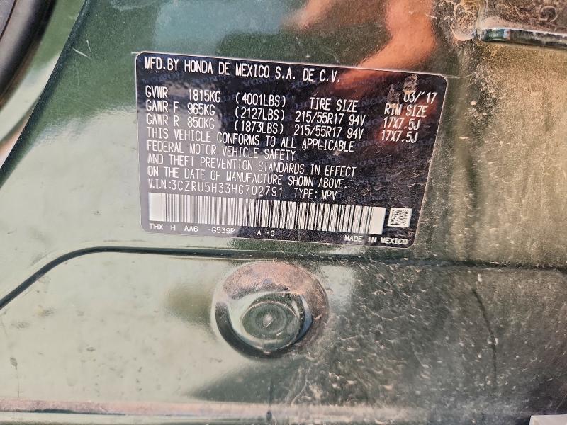 61315096 :رقم المزاد ، 3CZRU5H33HG702791 vin ، 2017 Honda Hr-v مزاد بيع