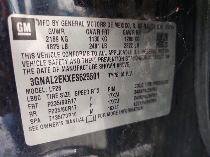 Aukcja sprzedaży 2014 Chevrolet Captiva, vin: 3GNAL2EKXES625501, numer aukcji: 62257686