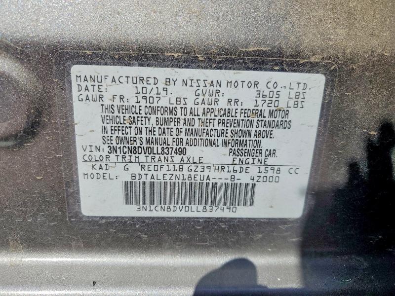 Aukcja sprzedaży 2020 Nissan Versa, vin: 3N1CN8DV0LL837490, numer aukcji: 61321606