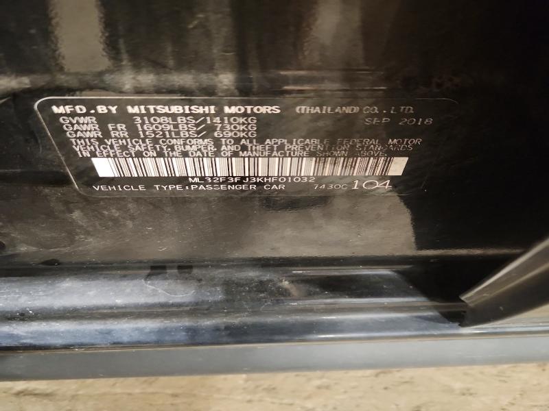 2019 Mitsubishi Mirage მანქანა იყიდება აუქციონზე, vin: ML32F3FJ3KHF01032, აუქციონის ნომერი: 62848486