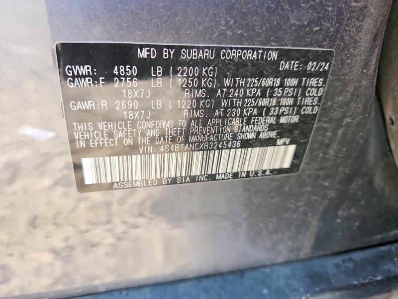 Aukcja sprzedaży 2024 Subaru Outback, vin: 4S4BTANCXR3245436, numer aukcji: 62915276