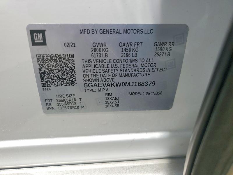 Aukcja sprzedaży 2021 Buick Enclave, vin: 5GAEVAKW0MJ168379, numer aukcji: 59133886