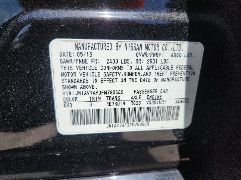 2015 Infiniti Q50 Hybrid მანქანა იყიდება აუქციონზე, vin: JN1AV7AP3FM790649, აუქციონის ნომერი: 61817976