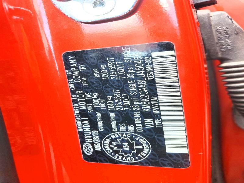 Aukcja sprzedaży 2020 Hyundai Kona, vin: KM8K2CAA8LU450466, numer aukcji: 60871856
