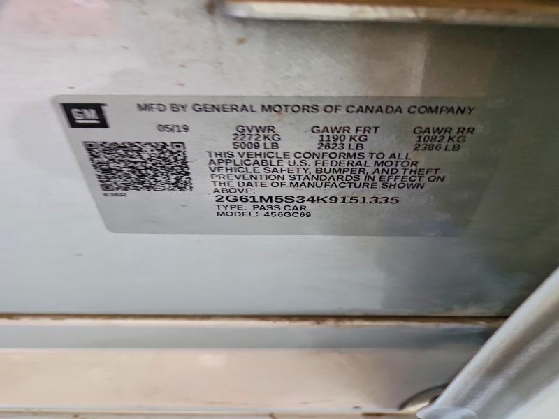 Aukcja sprzedaży 2019 Cadillac Xts, vin: 2G61M5S34K9151335, numer aukcji: 59830886