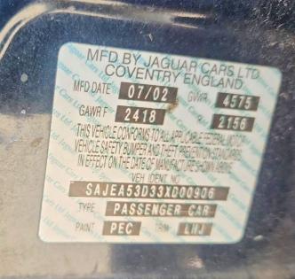 Продаж на аукціоні авто 2003 Jaguar X-type, vin: SAJEA53D33XD00906, номер лоту: 62614376