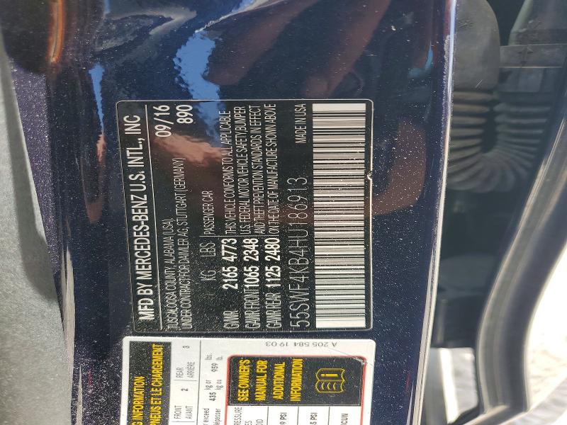 60324066 :رقم المزاد ، 55SWF4KB4HU186913 vin ، 2017 Mercedes-benz C مزاد بيع