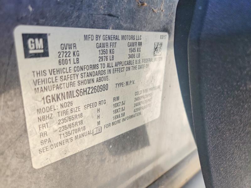 Aukcja sprzedaży 2017 Gmc Acadia, vin: 1GKKNMLS6HZ260980, numer aukcji: 59693806