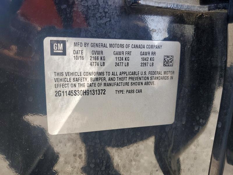 59400836 :رقم المزاد ، 2G1145S30H9131372 vin ، 2017 Chevrolet Impala مزاد بيع