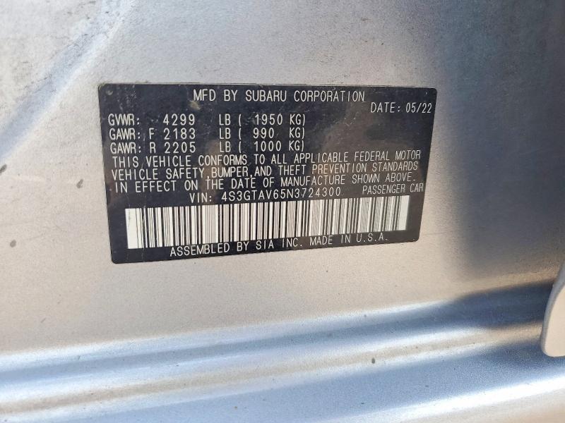 Aukcja sprzedaży 2022 Subaru Impreza, vin: 4S3GTAV65N3724300, numer aukcji: 63291736