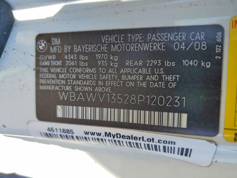 Продажа на аукционе авто 2008 Bmw 328, vin: WBAWV13528P120231, номер лота: 63435776