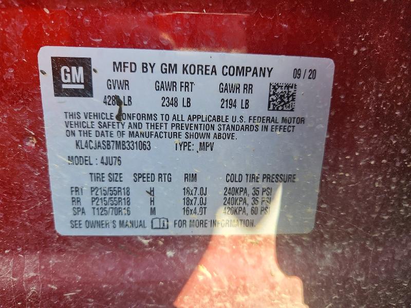 Aukcja sprzedaży 2021 Buick Encore, vin: KL4CJASB7MB331063, numer aukcji: 59781616