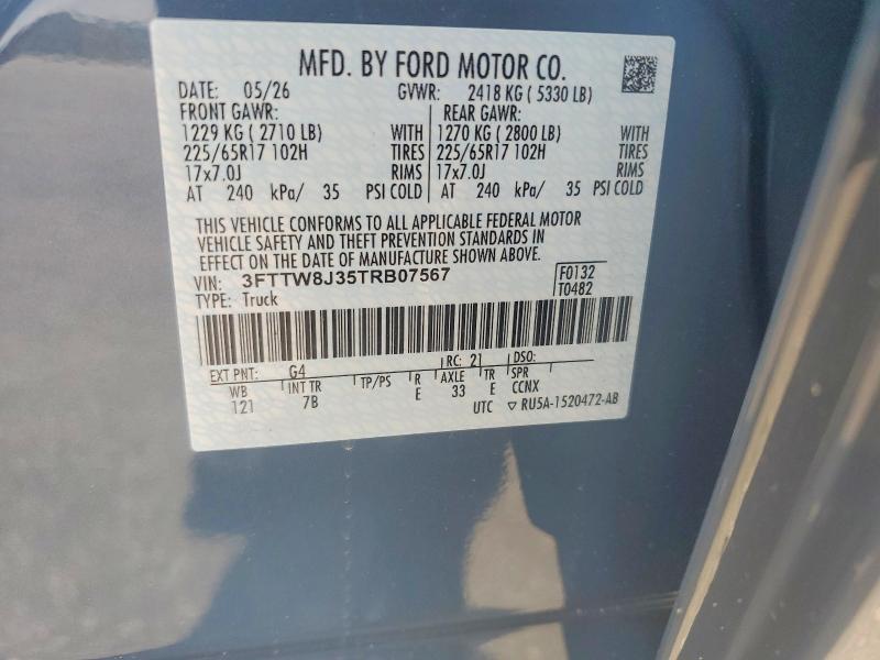 Auction sale of the 2026 Ford Maverick, vin: 3FTTW8J35TRB07567, lot number: 60204866