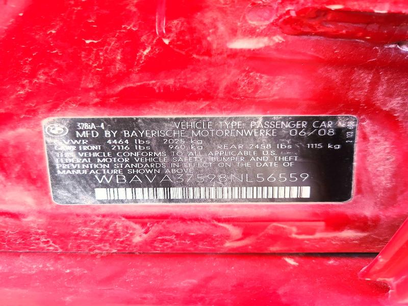 63414766 :رقم المزاد ، WBAVA37598NL56559 vin ، 2008 Bmw 328 مزاد بيع